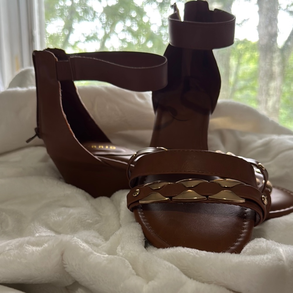 Torrid Brown and Gold Sandals with Elegant Design